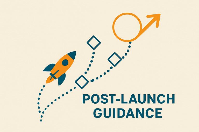 Post-launch guidance with arrow paths and geometric waypoints