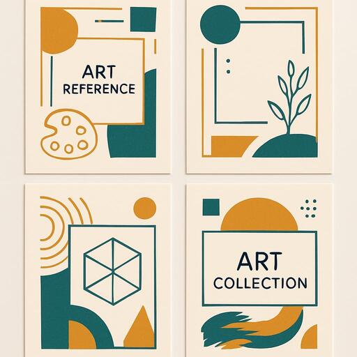 Art reference collection with geometric frames and creative elements