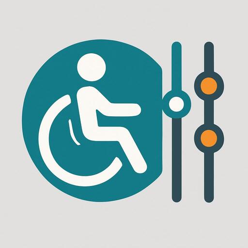 Accessibility icon showing comfort settings with teal and orange accents