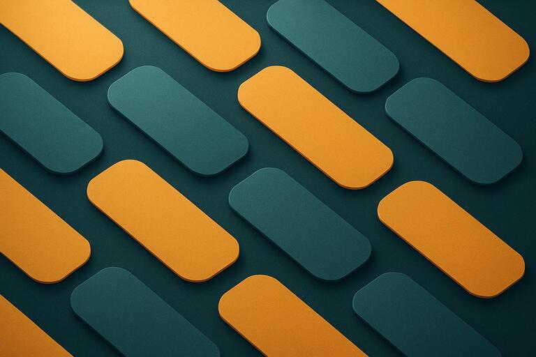 Abstract zebra crossing pattern with rounded shapes in amber and teal