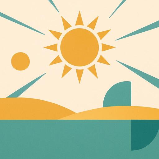 Daylight theme representation with sun and geometric elements