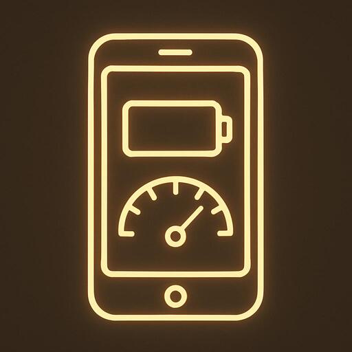 Smartphone icon with battery and performance indicators in modern style