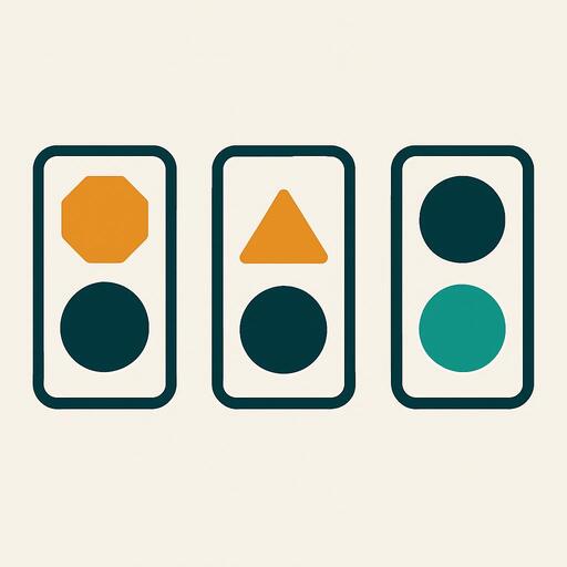 Traffic signal icons with geometric shapes and clean design