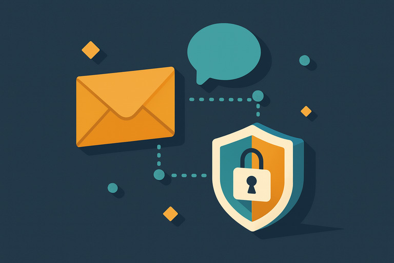 Privacy contact information with envelope and communication symbols