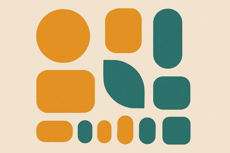 Collection of rounded geometric forms and chip shapes