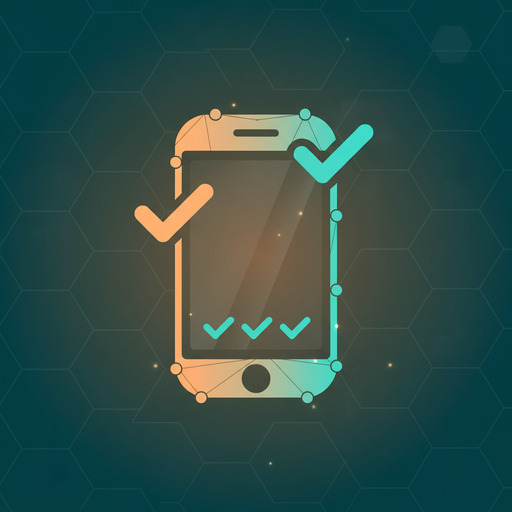 System requirements icon with mobile device and checkmarks