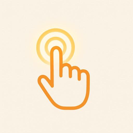 Finger tap gesture icon with amber glow and clean design