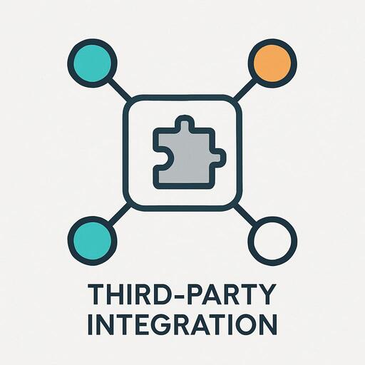 Third-party services with connection icons and security symbols