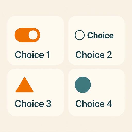 User choice options with selection toggles and geometric elements
