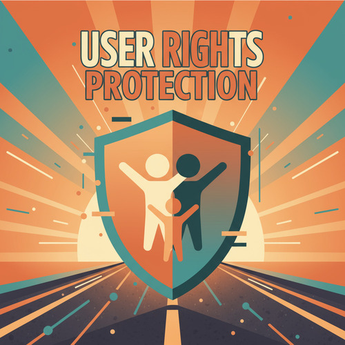 User rights protection with shield and person icons in modern design