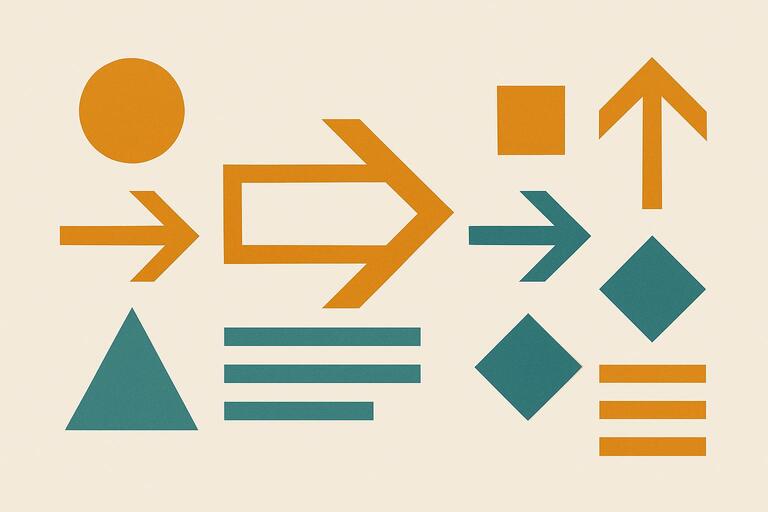 Visual guidance system with arrows and geometric indicators